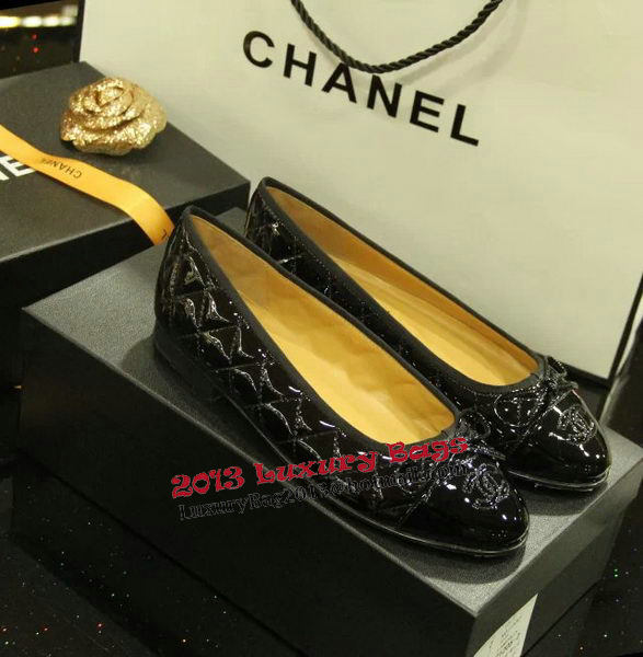 Chanel Patent Leather Ballerina Flat CH1073 Black