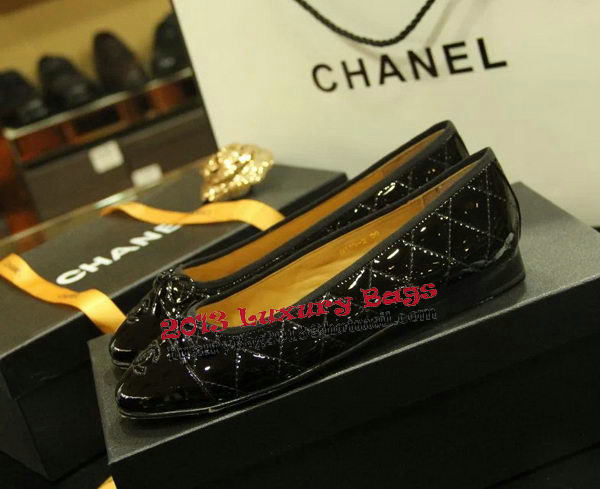 Chanel Patent Leather Ballerina Flat CH1073 Black