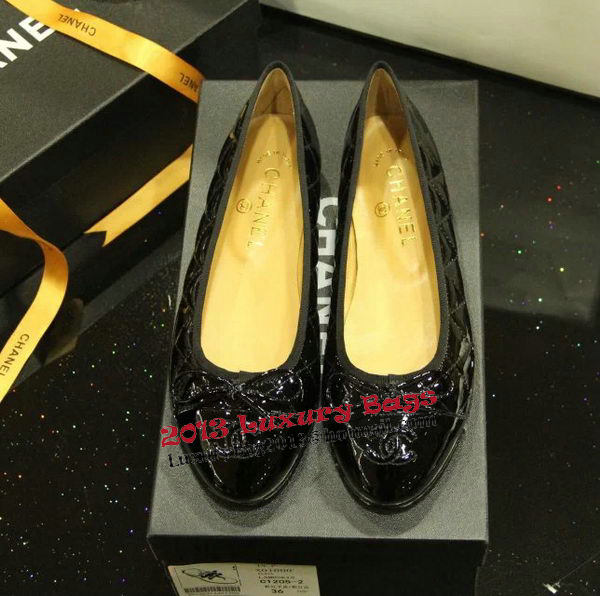 Chanel Patent Leather Ballerina Flat CH1073 Black