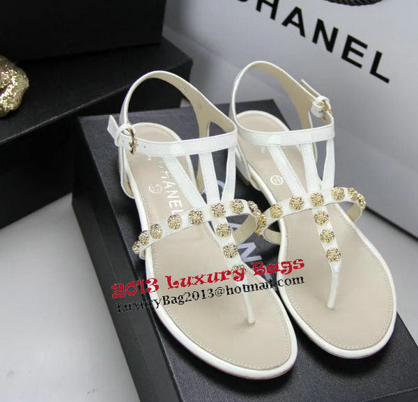 Chanel Patent Leather Sandals CH1060 OffWhite