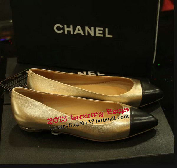 Chanel Sheepskin Leather Ballerina Flat CH1074 Gold