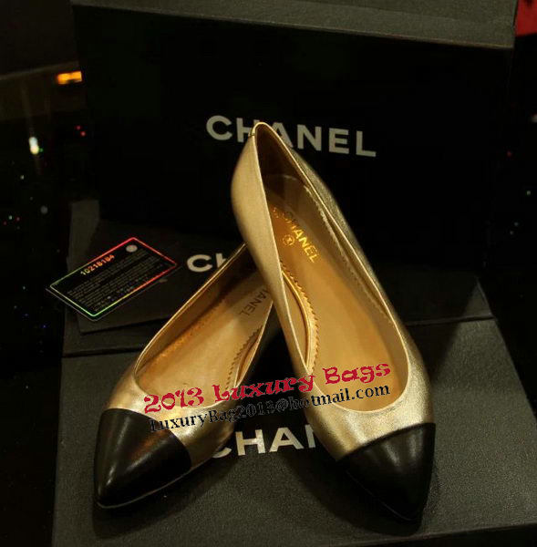 Chanel Sheepskin Leather Ballerina Flat CH1074 Gold