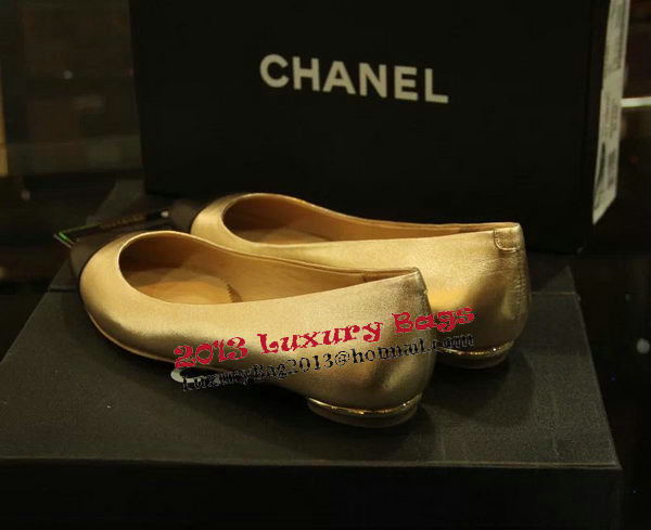 Chanel Sheepskin Leather Ballerina Flat CH1074 Gold