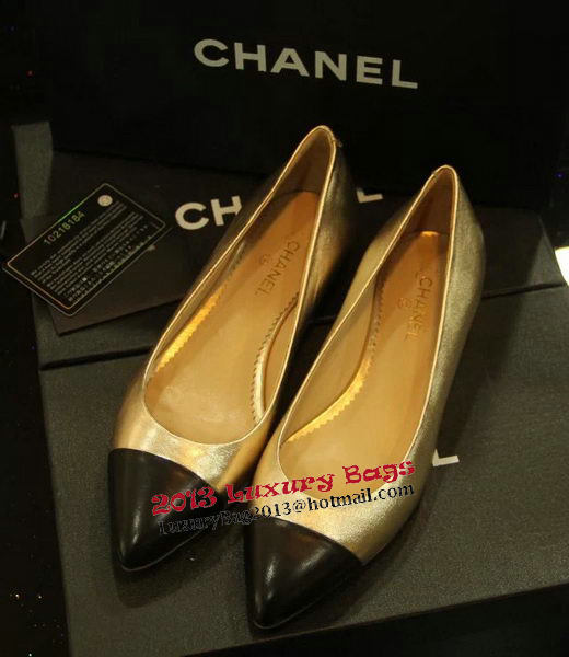 Chanel Sheepskin Leather Ballerina Flat CH1074 Gold