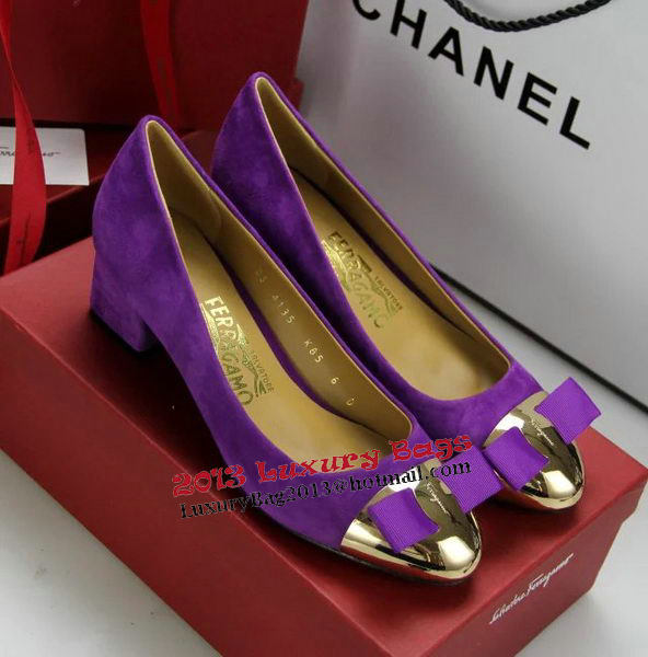 Ferragamo Suede Leather Pump FL0551 Purple