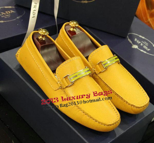 Prada Casual Shoes Calfskin Leather PD368CK Yellow