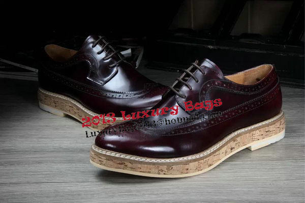 Prada Men Casual Shoes Calfskin Leather PD379 Burgundy