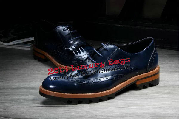 Prada Men Casual Shoes Calfskin Leather PD382 Royal