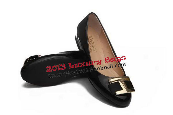 Ferragamo Ballerina Sheepskin Leather FL0575 Black