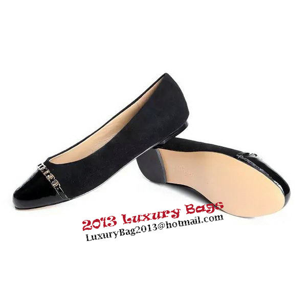 Ferragamo Ballerina Suede Leather FL0559 Black