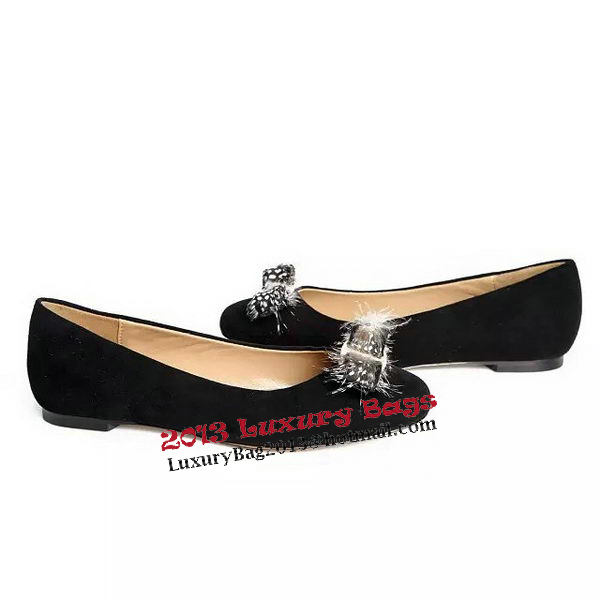 Ferragamo Ballerina Suede Leather FL0563 Black