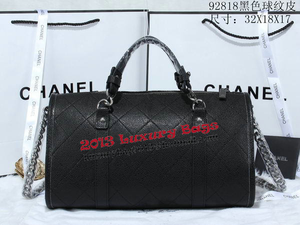 Chanel Bowling Handbags Cannage Patterns Leather A92818 Black