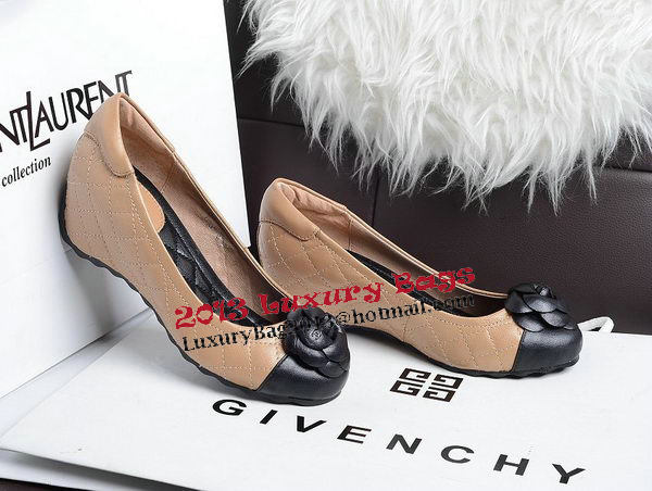 Chanel Ballerina Flat Sheepskin Leather CH1202 Apricot&Black