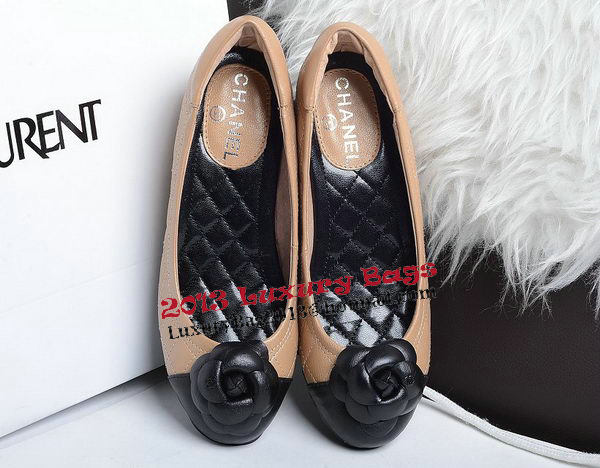 Chanel Ballerina Flat Sheepskin Leather CH1202 Apricot&Black