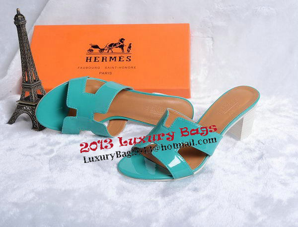 Hermes Sandals Patent Leather HO0438 Green