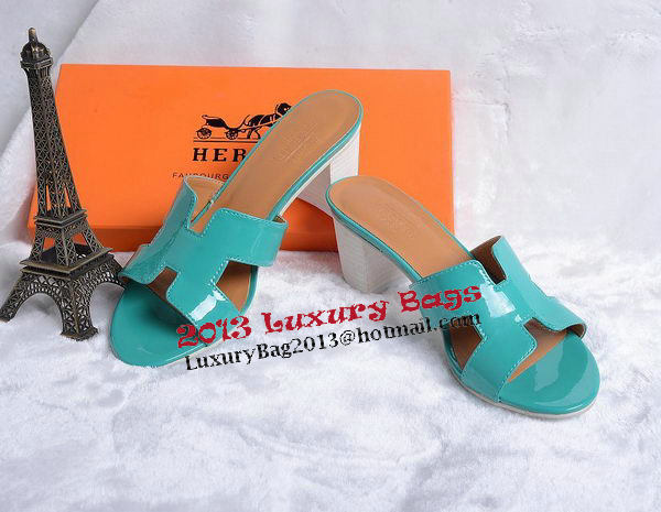 Hermes Sandals Patent Leather HO0438 Green