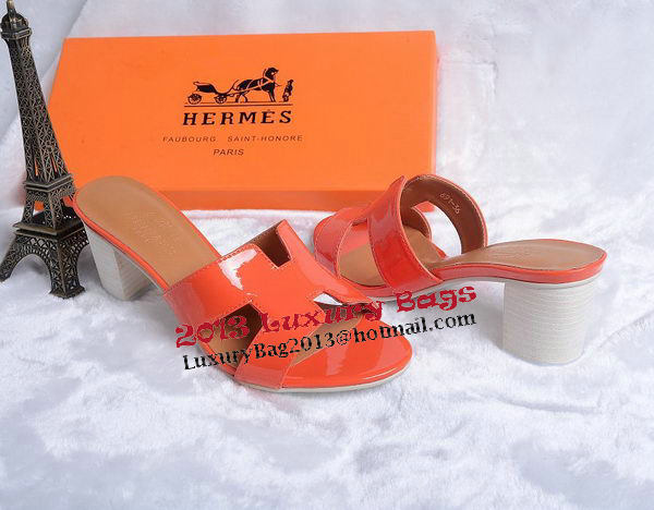 Hermes Sandals Patent Leather HO0438 Orange