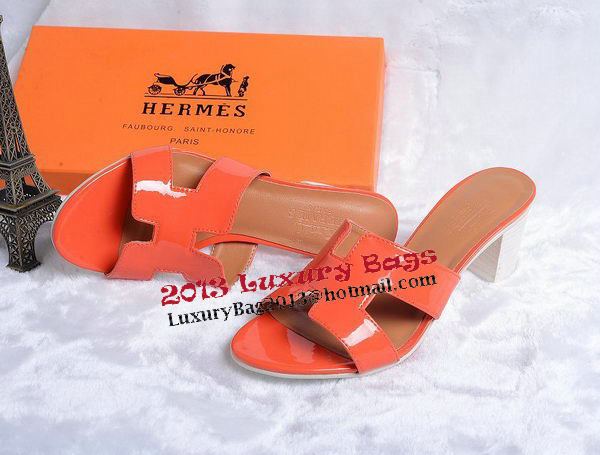 Hermes Sandals Patent Leather HO0438 Orange