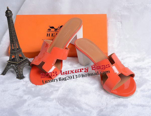 Hermes Sandals Patent Leather HO0438 Orange