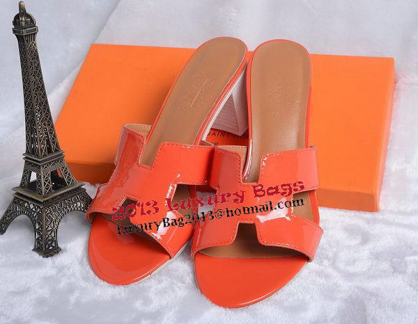 Hermes Sandals Patent Leather HO0438 Orange