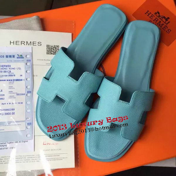 Hermes Slipper Calfskin Leather HO0476 Light Blue