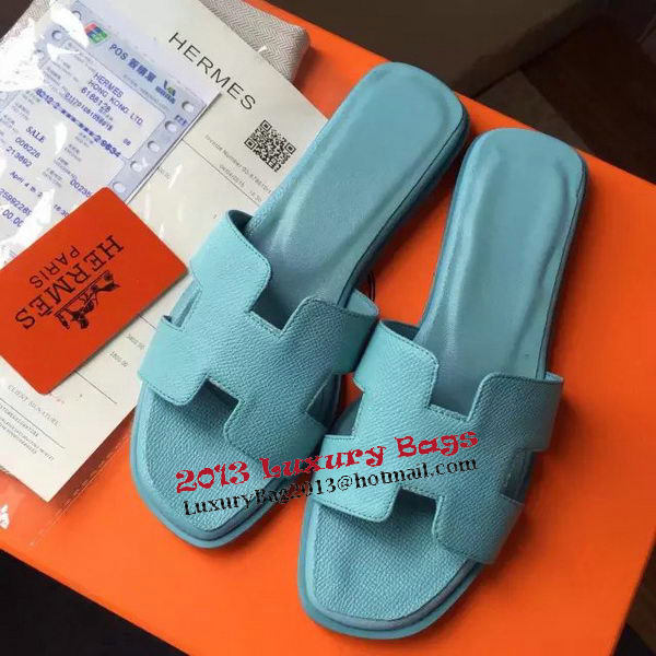 Hermes Slipper Calfskin Leather HO0476 Light Blue