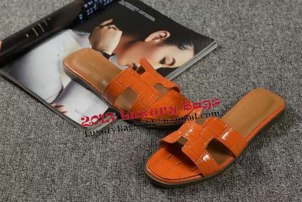 Hermes Slipper Croco Leather HO0451 Orange