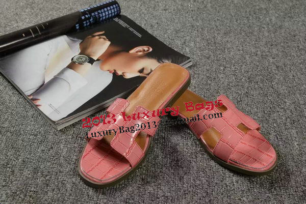 Hermes Slipper Croco Leather HO0451 Pink