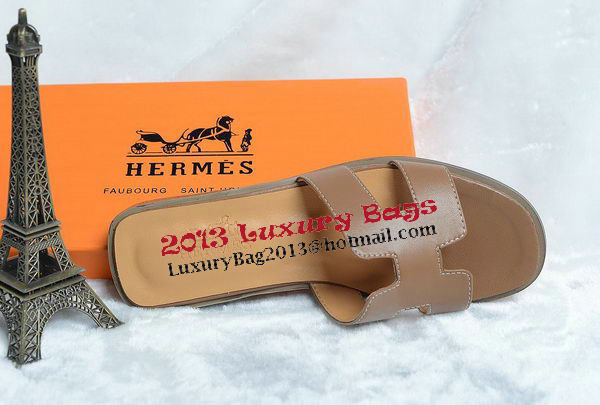 Hermes Slipper Leather HO0418 Brown