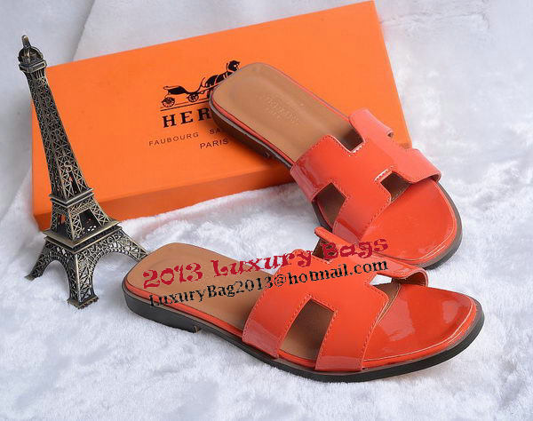 Hermes Slipper Patent Leather HO0430 Orange