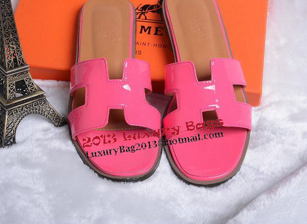 Hermes Slipper Patent Leather HO0430 Rose