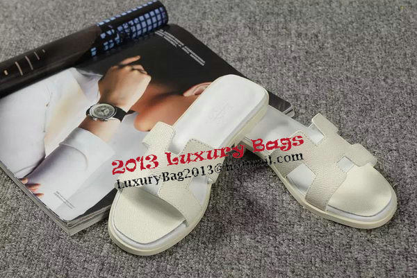 Hermes Slipper Togo Leather HO060 White