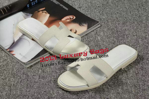 Hermes Slipper Togo Leather HO060 White