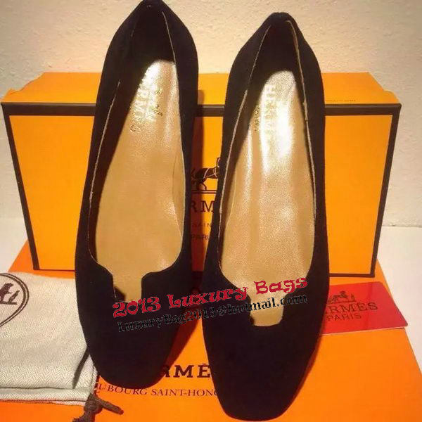 Hermes Suede Leather Flat HO0410 Black