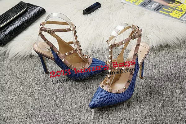 Valentino Lizard Leather Pump VT478 Blue