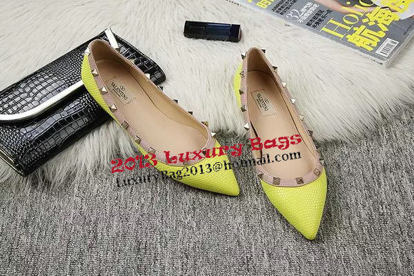 Valentino Point-Toe Flat Lizard Leather VT462 Lemon