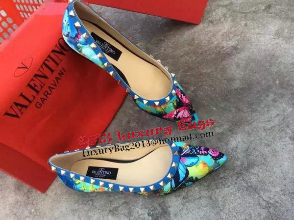 Valentino Point-Toe Flat Sheepskin Leather VT514 Blue