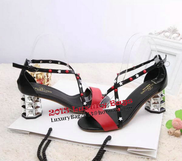 Valentino Sandals Leather VT454 Red&Black