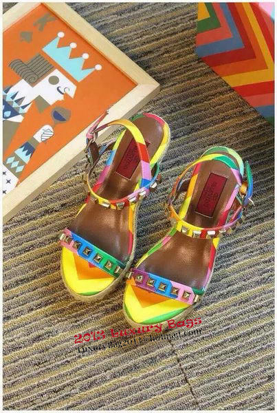 Valentino Wedge Heel Sandals Leather VT496 Multicolour