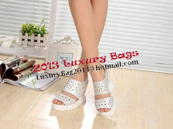 Chanel Wedges 110mm Sandal Leather CH1302 Silver