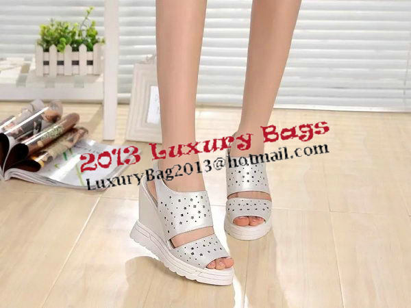 Chanel Wedges 110mm Sandal Leather CH1302 Silver