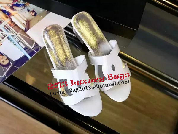 Chanel Sandal Patent Leather CH1347 White