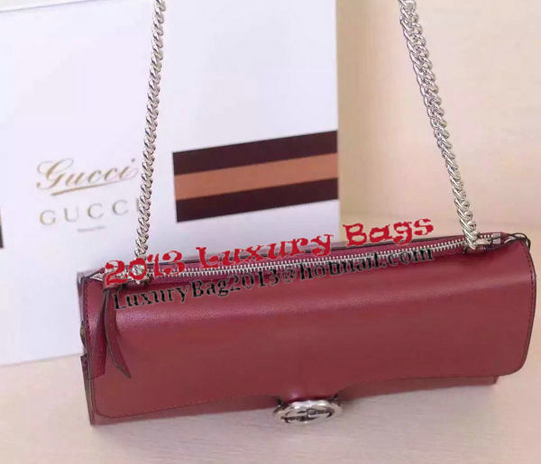 Gucci Interlocking Leather Shoulder Bag 387604 Burgundy