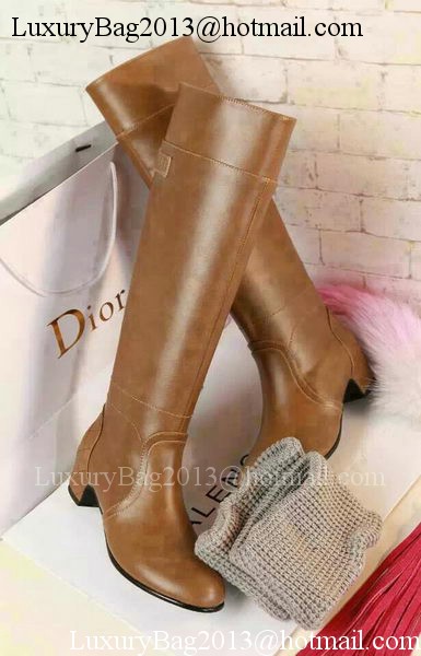 Chanel Leather Knee Boots CH1474 Wheat