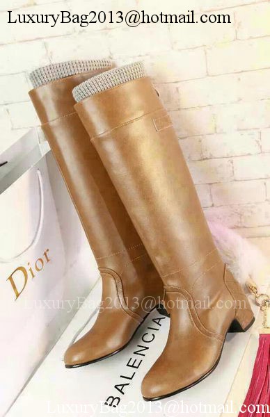 Chanel Leather Knee Boots CH1474 Wheat