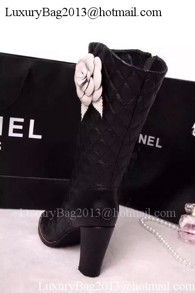 Chanel Leather Knee Boots CH1479 Black