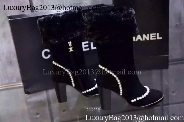 Chanel Leather Knee Boots CH1482 Black