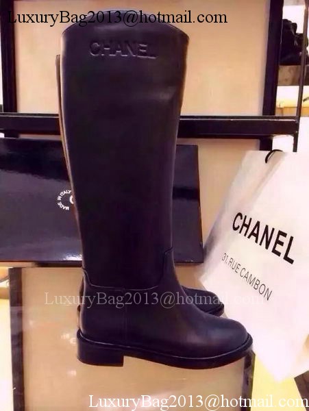 Chanel Leather Knee Boots CH1498 Black