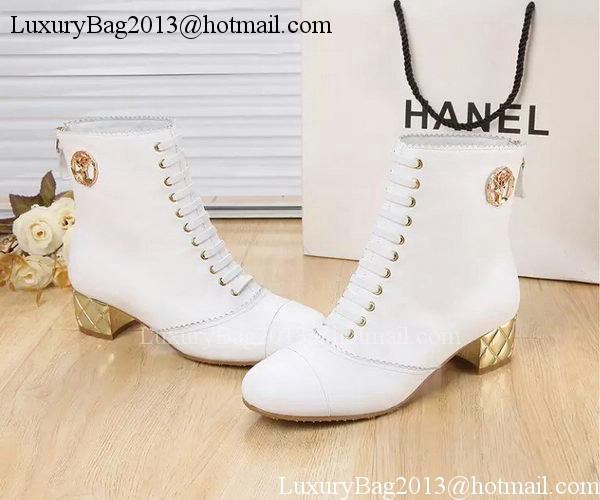 Chanel Sheepskin Leather Ankle Boot CH1407 White