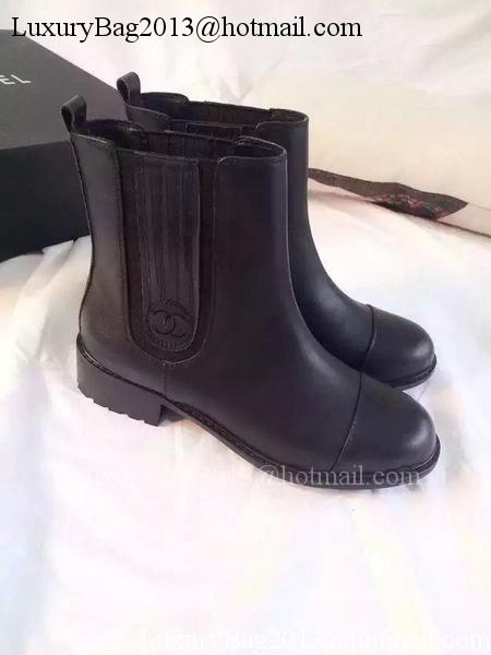 Chanel Sheepskin Leather Ankle Boot CH1494 Black